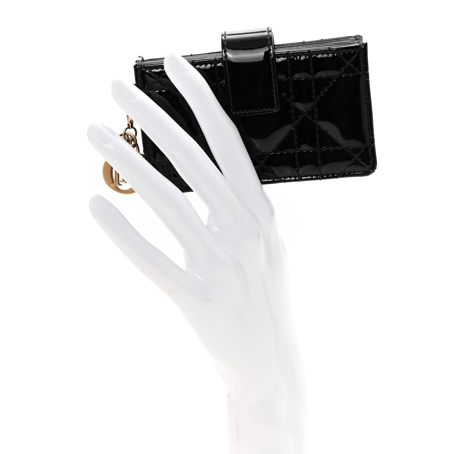 Christian Dior Patent Cannage Lady Dior 5-Gusset Card Holder Black 2 of 7