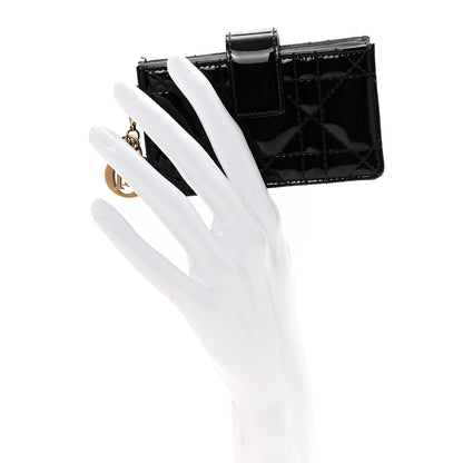 Christian Dior Patent Cannage Lady Dior 5-Gusset Card Holder Black 2 of 7