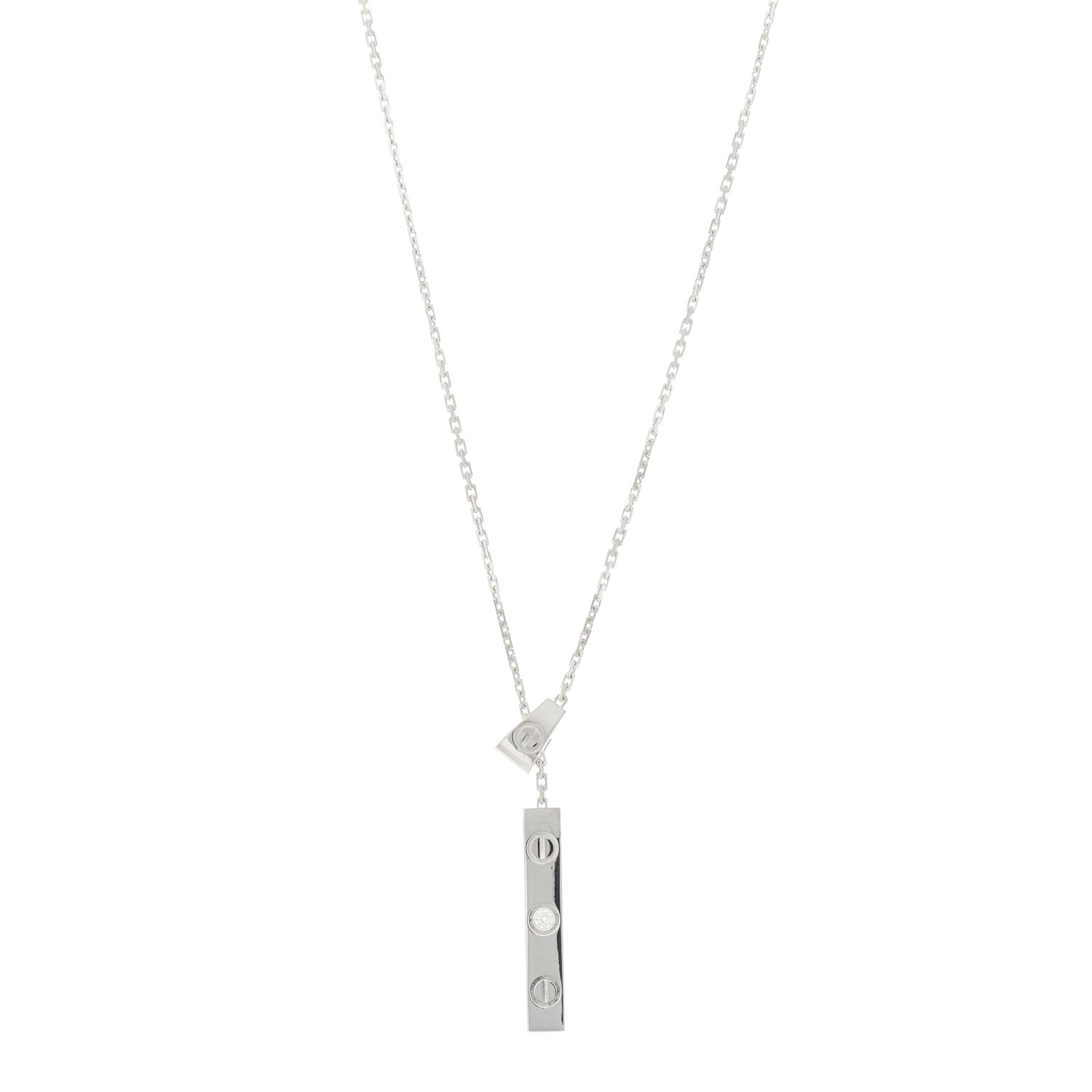 Cartier 18K White Gold Diamond LOVE Lariat Necklace 1 of 6