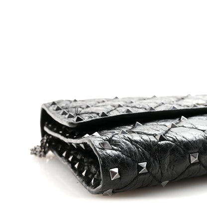 Valentino Garavani Craquele Nappa Rockstud Spike Wallet on Chain Black 8 of 9