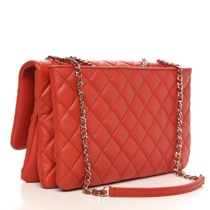 Chanel Lambskin Quilted 3 Flap Bag Red 3 of 10
