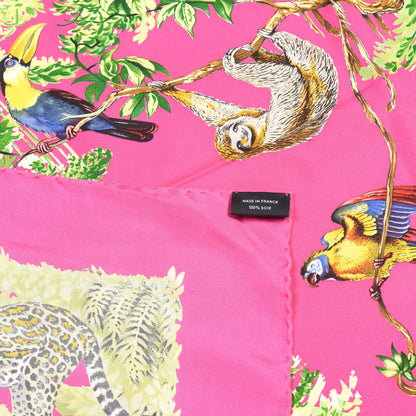 Hermes Silk Equateur Scarf 90 Rose Vif Vert Jaune 3 of 4