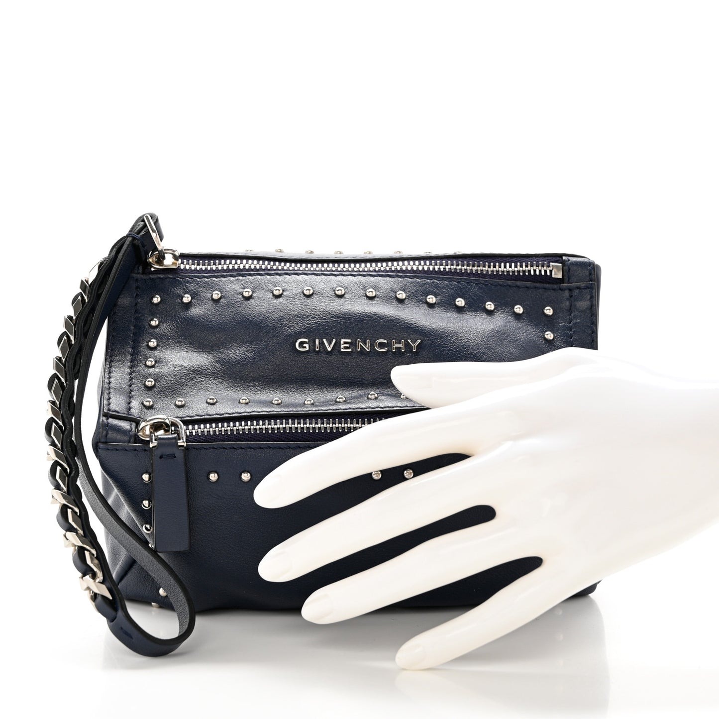 Calfskin Studded Pandora Wristlet Blue