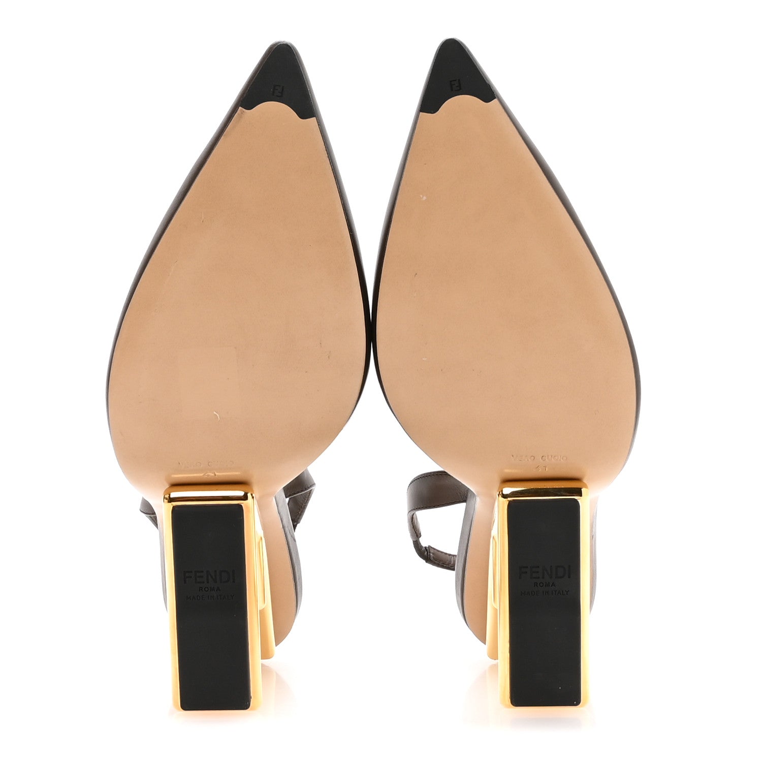Fendi Vitello Fendi First 95mm Slingback Sandals 41 Coffee 6 of 7