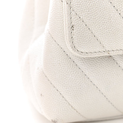 Chanel Iridescent Caviar Chevron Quilted Mini Coco Handle Flap White 14 of 17
