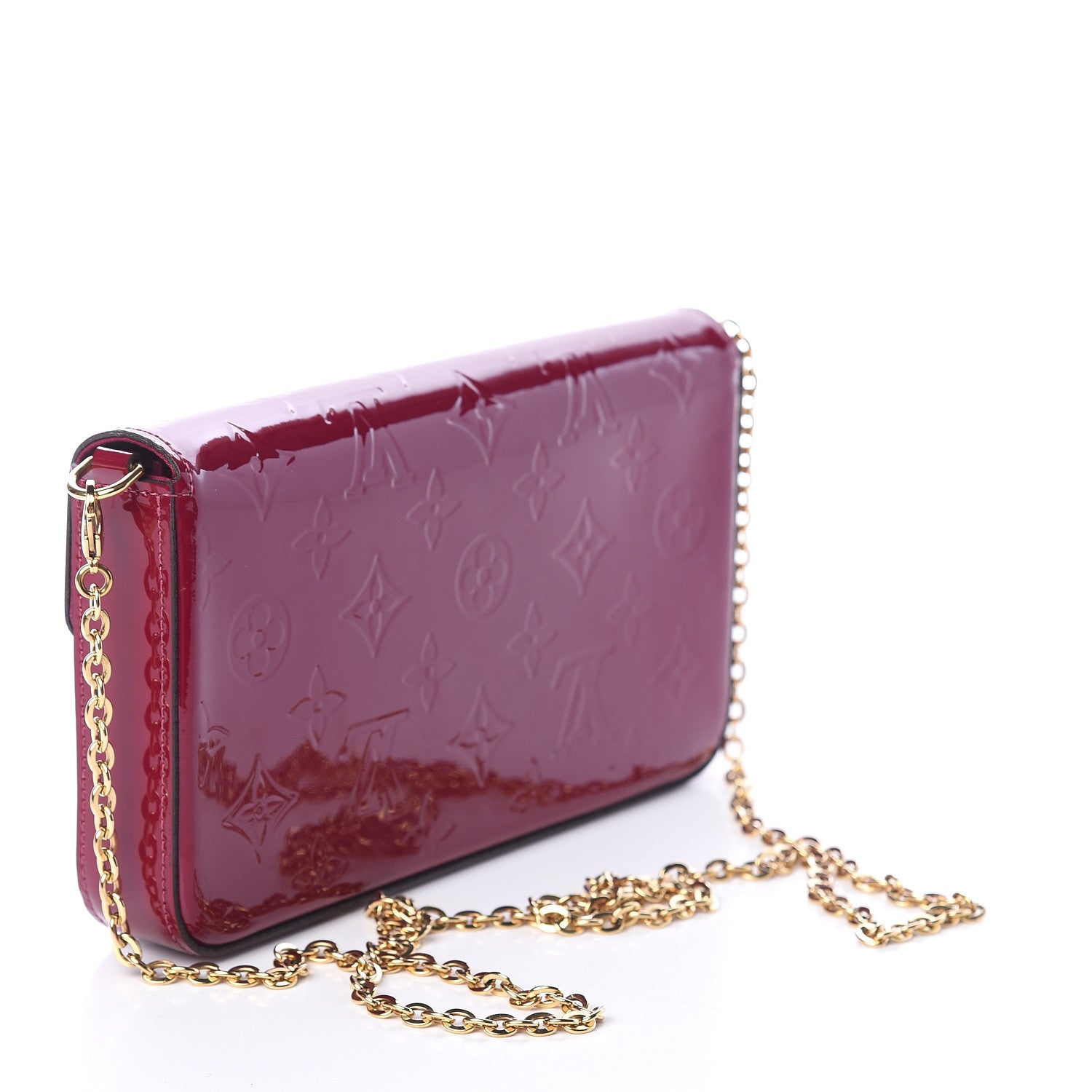 Louis Vuitton Vernis Felicie Chain Wallet Magenta 2 of 7