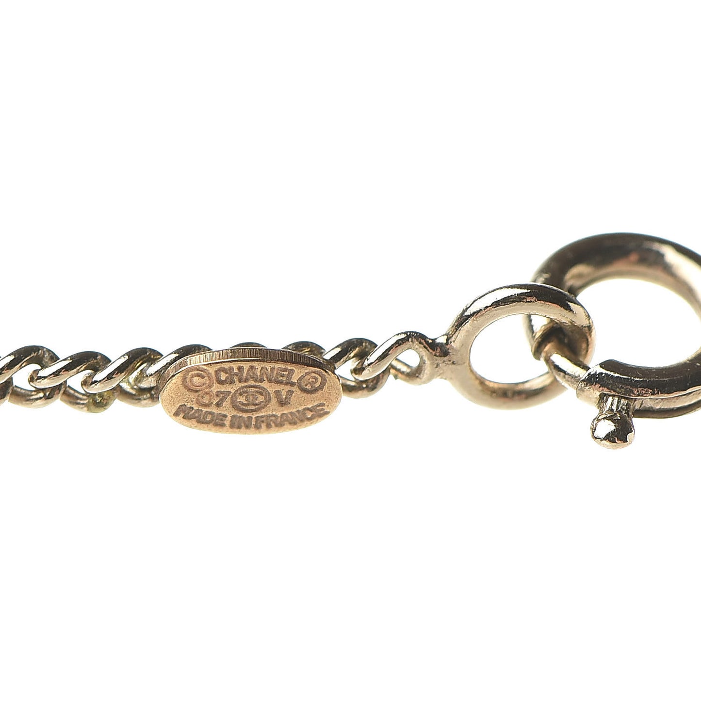 Enamel CC Pendant Necklace Beige