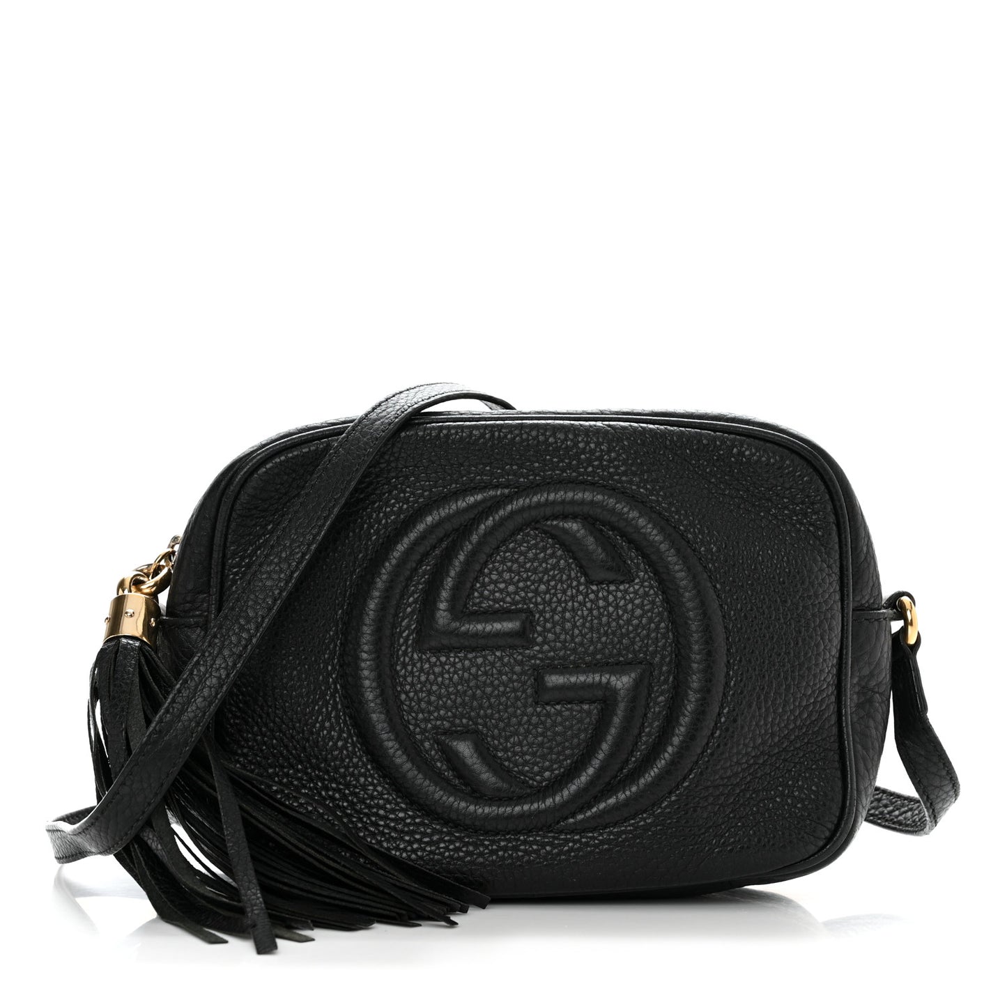 Pebbled Calfskin Small Soho Disco Bag Black