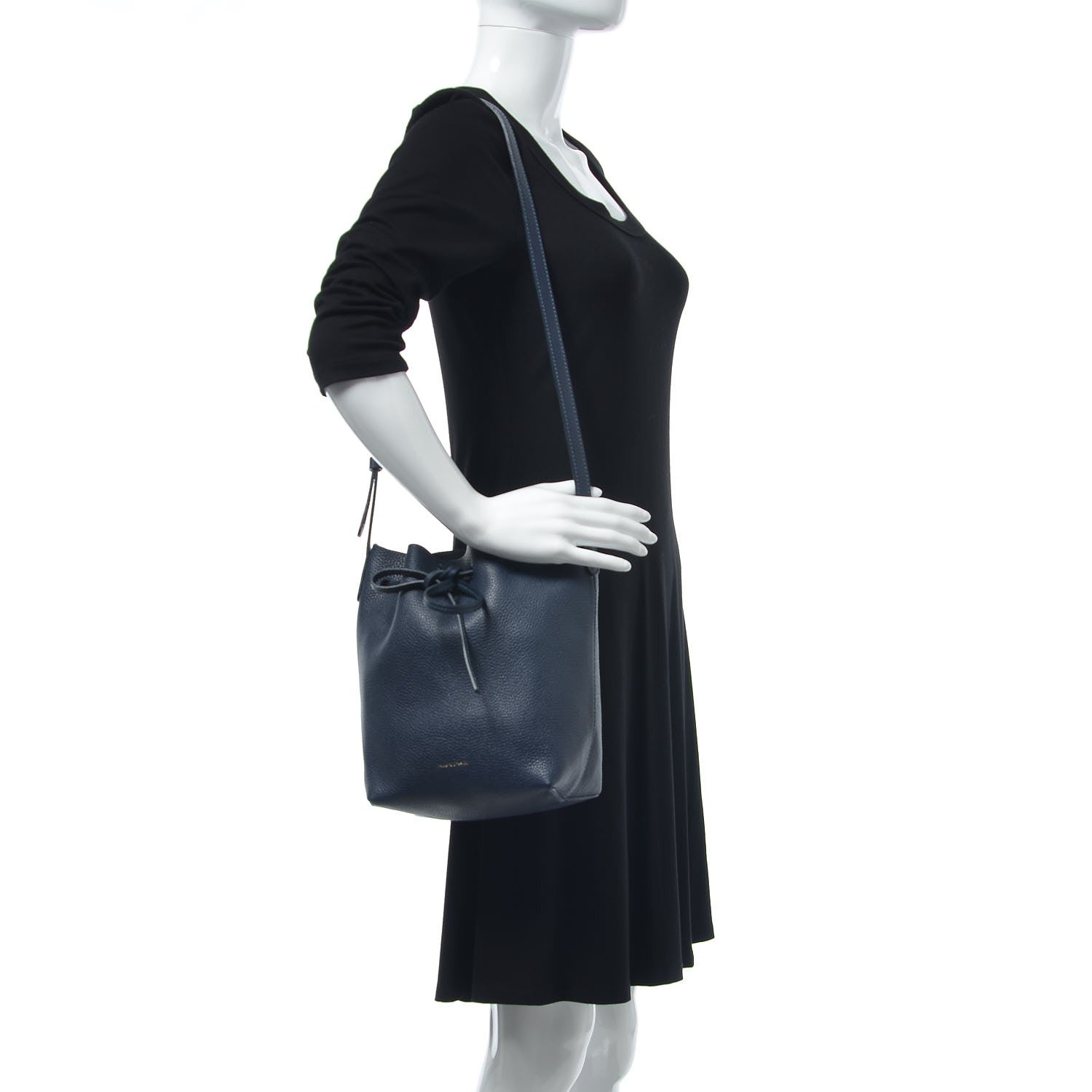Mansur Gavriel Tumbled Calfskin Mini Bucket Bag Blue 2 of 9