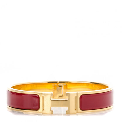 Hermes Enamel Narrow Clic Clac H Bracelet PM Rouge H 1 of 4