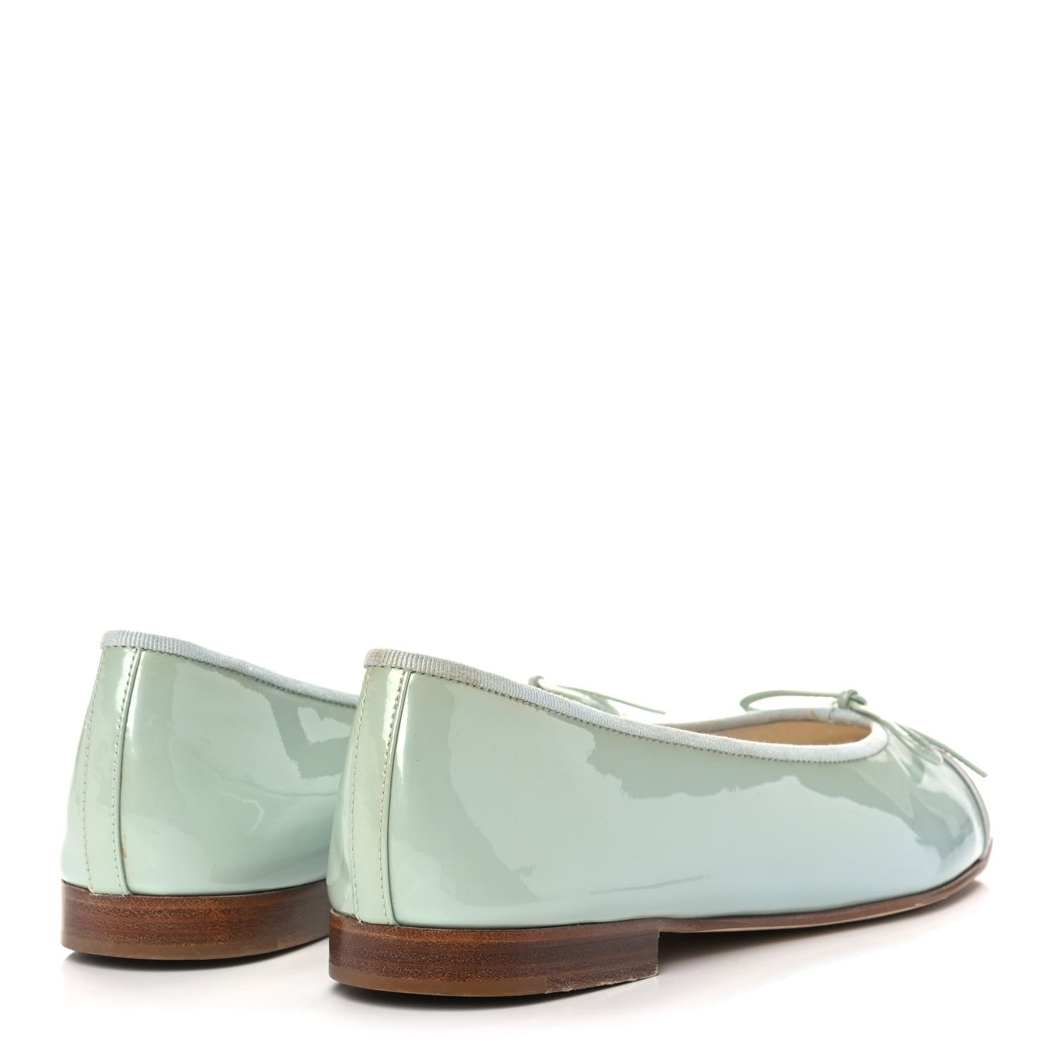Chanel Patent Cap Toe CC Ballerina Flats 39.5 Mint Green Grey 4 of 9