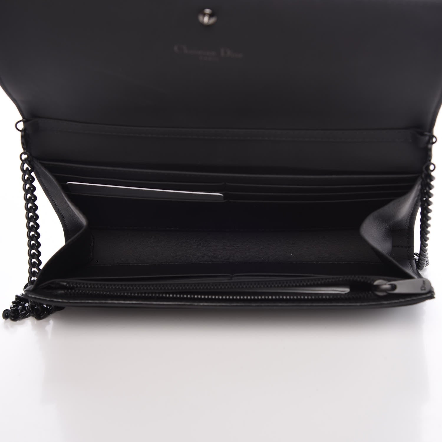 Christian Dior Ultra Matte Calfskin Studded Diorama Croisiere Chain Wallet Black 5 of 8