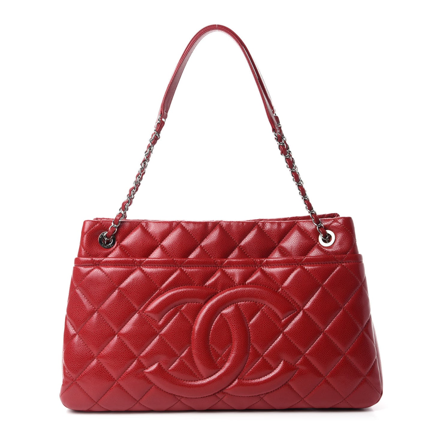 Caviar Quilted Timeless CC Soft Tote Red