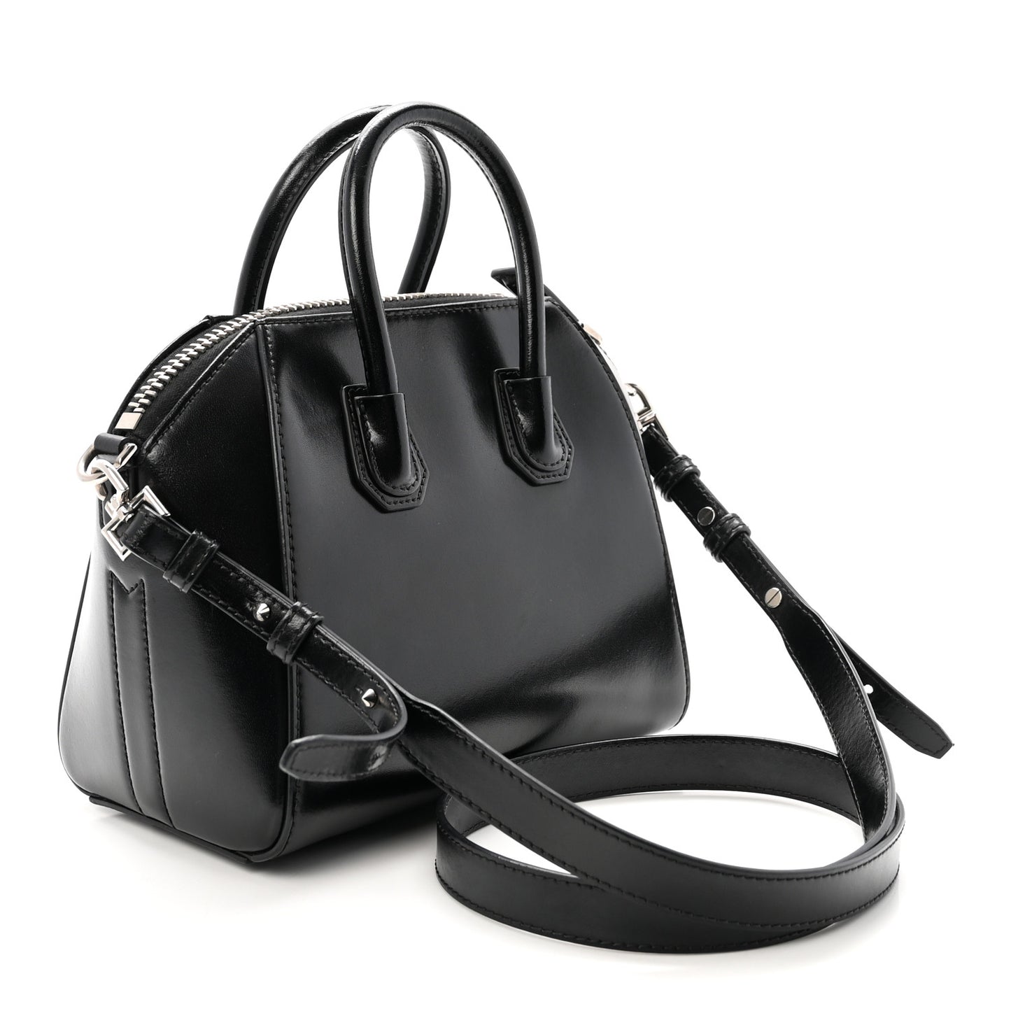 Shiny Lord Calfskin Mini Antigona Black