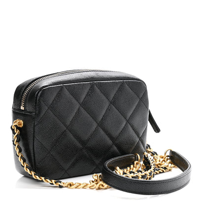 Chanel Shiny Caviar Quilted Chain Melody Camera Bag Black 3 of 10