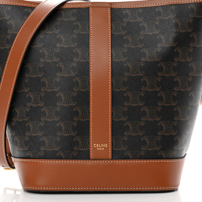Celine Triomphe Canvas Calfskin Small Bucket Bag Tan 8 of 10