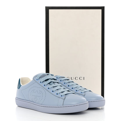 Gucci Calfskin Interlocking G Perforated Womens Ace Sneakers 36.5 Porcelain Light Blue Zaffiro 9 of 9