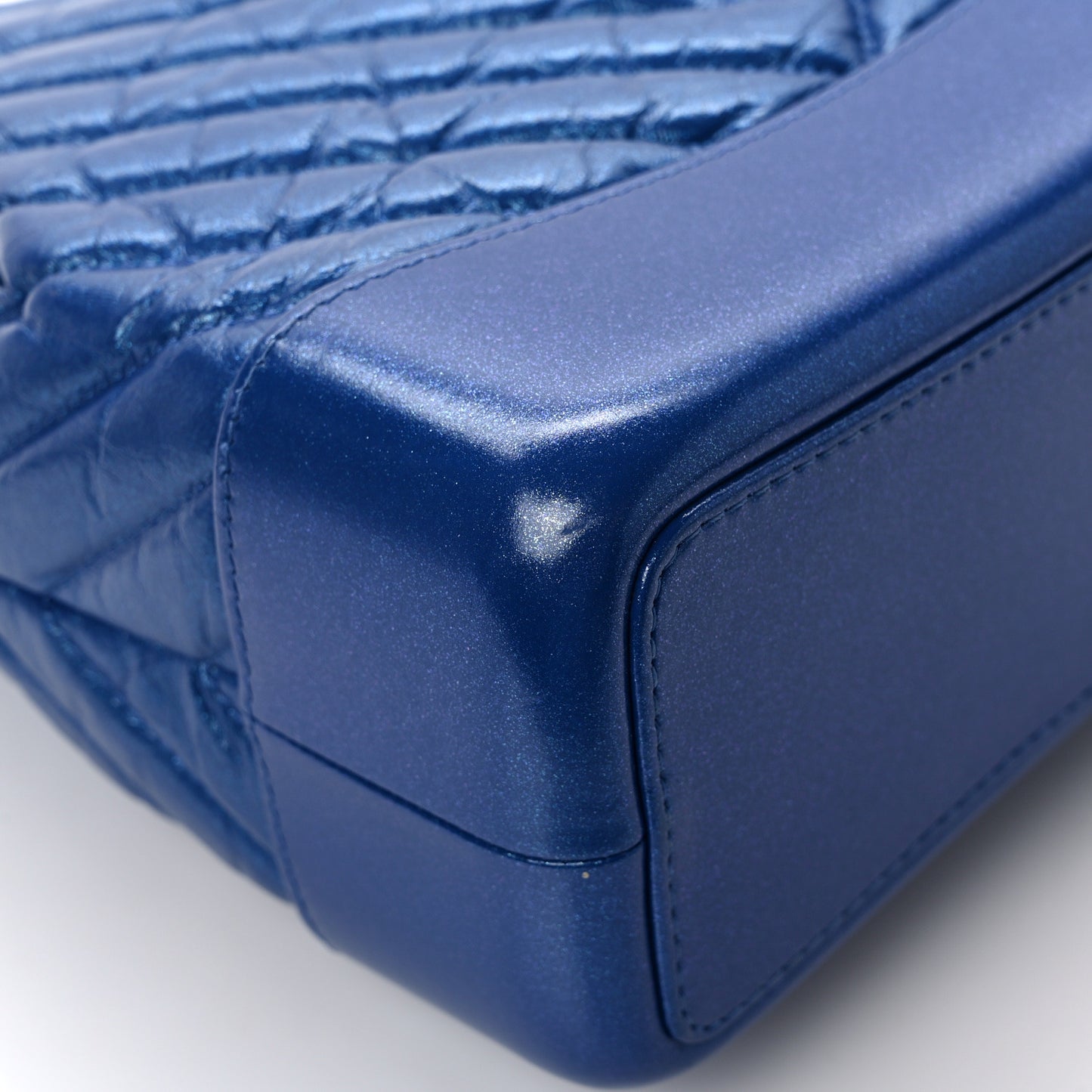 Aged Calfskin Chevron Quilted Small Gabrielle Backpack Blue
