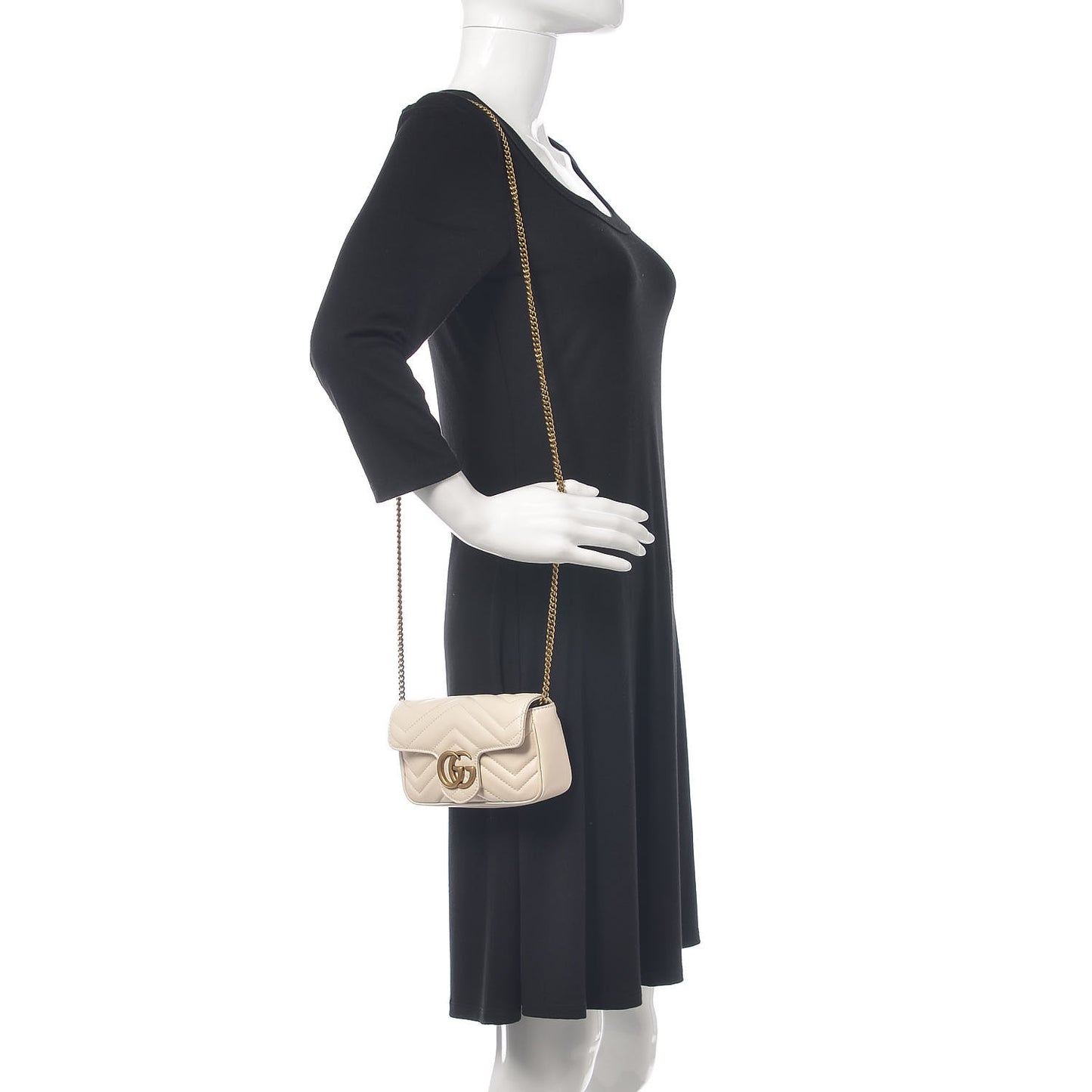 Calfskin Matelasse Super Mini GG Marmont Shoulder Bag White