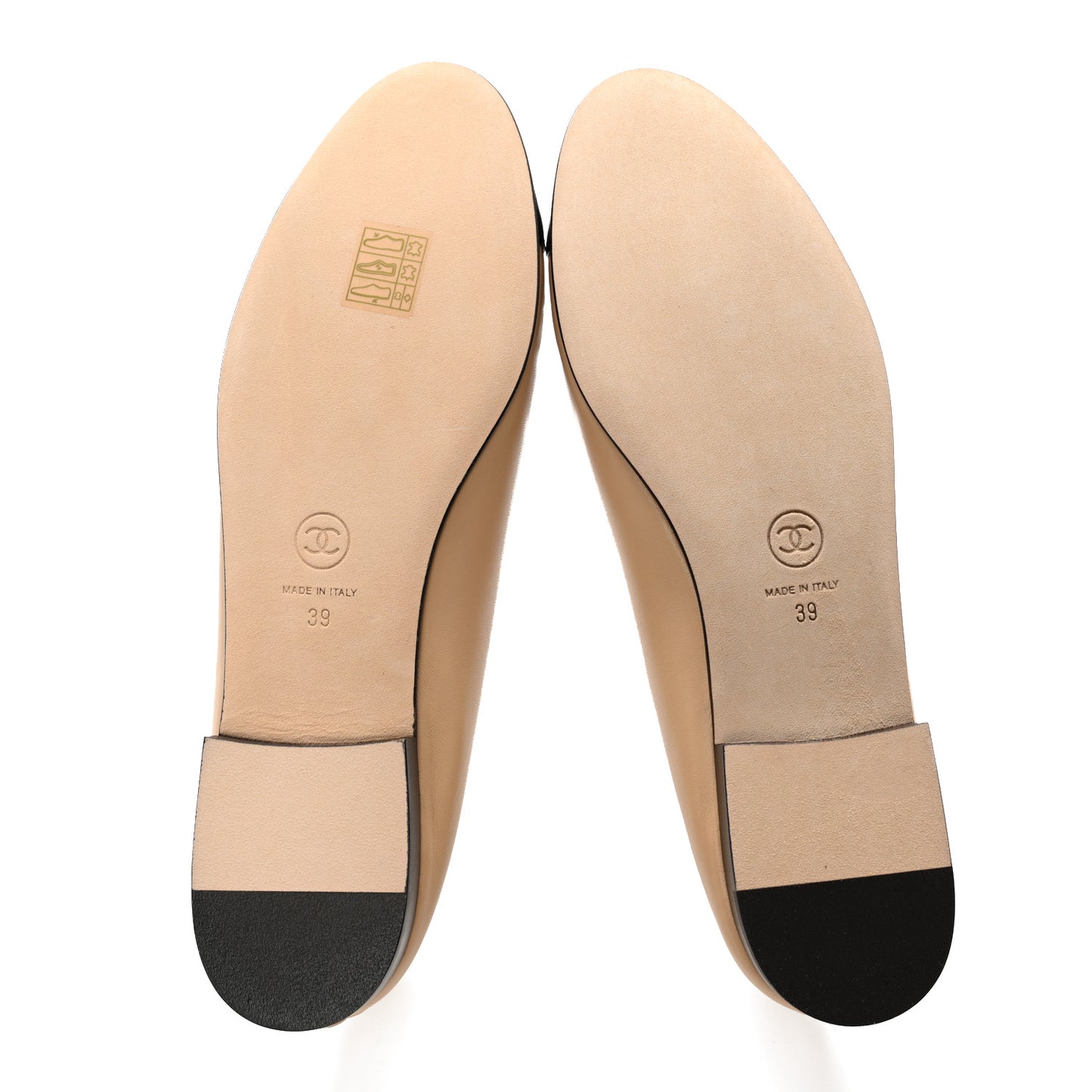 Lambskin Cap Toe CC Ballerina Flats 39 Beige Black