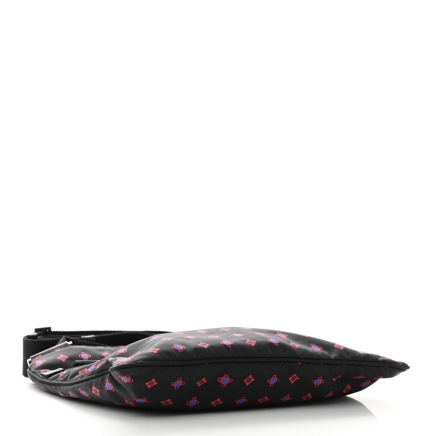 Tessuto Stampato Nylon Flat Messenger Bag Black