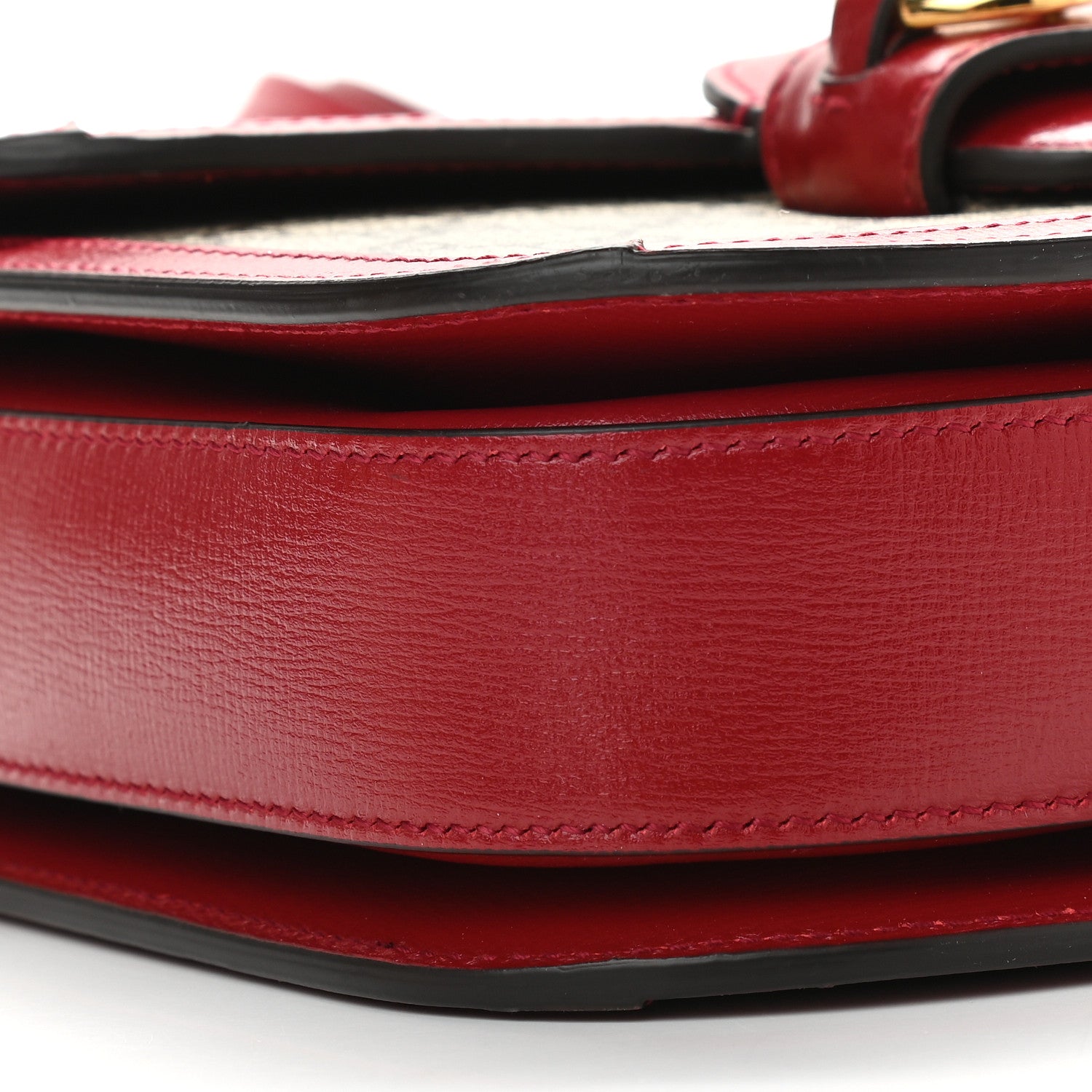 Gucci GG Supreme Monogram Azalea Calfskin Horsebit 1955 Shoulder Bag Beige Ebony New Cherry Red 8 of 9