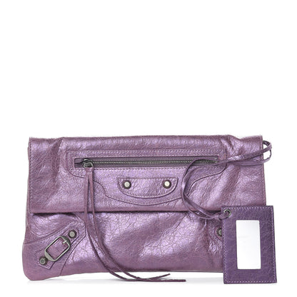 Balenciaga Agneau Classic Hardware Envelope Clutch Metallic Purple 1 of 11