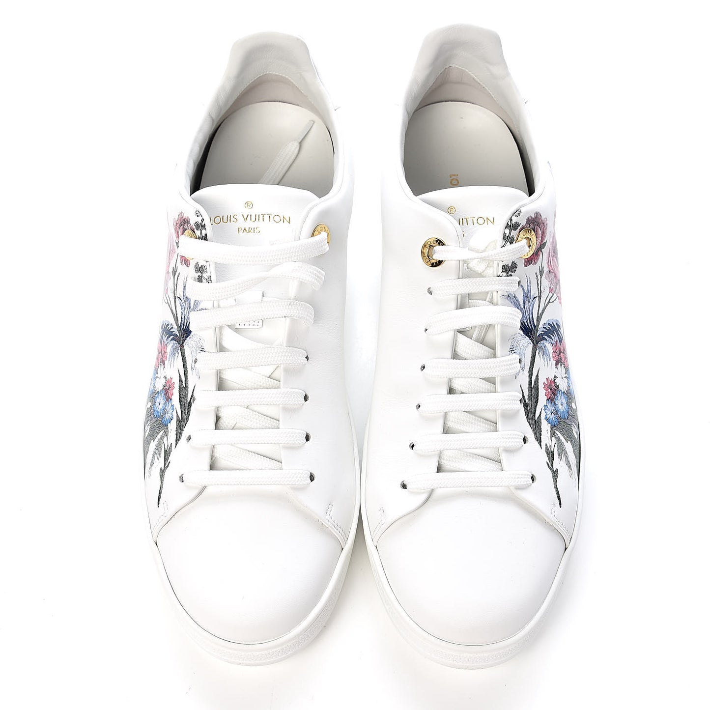 Calfskin Floral Frontrow Sneakers 40 White