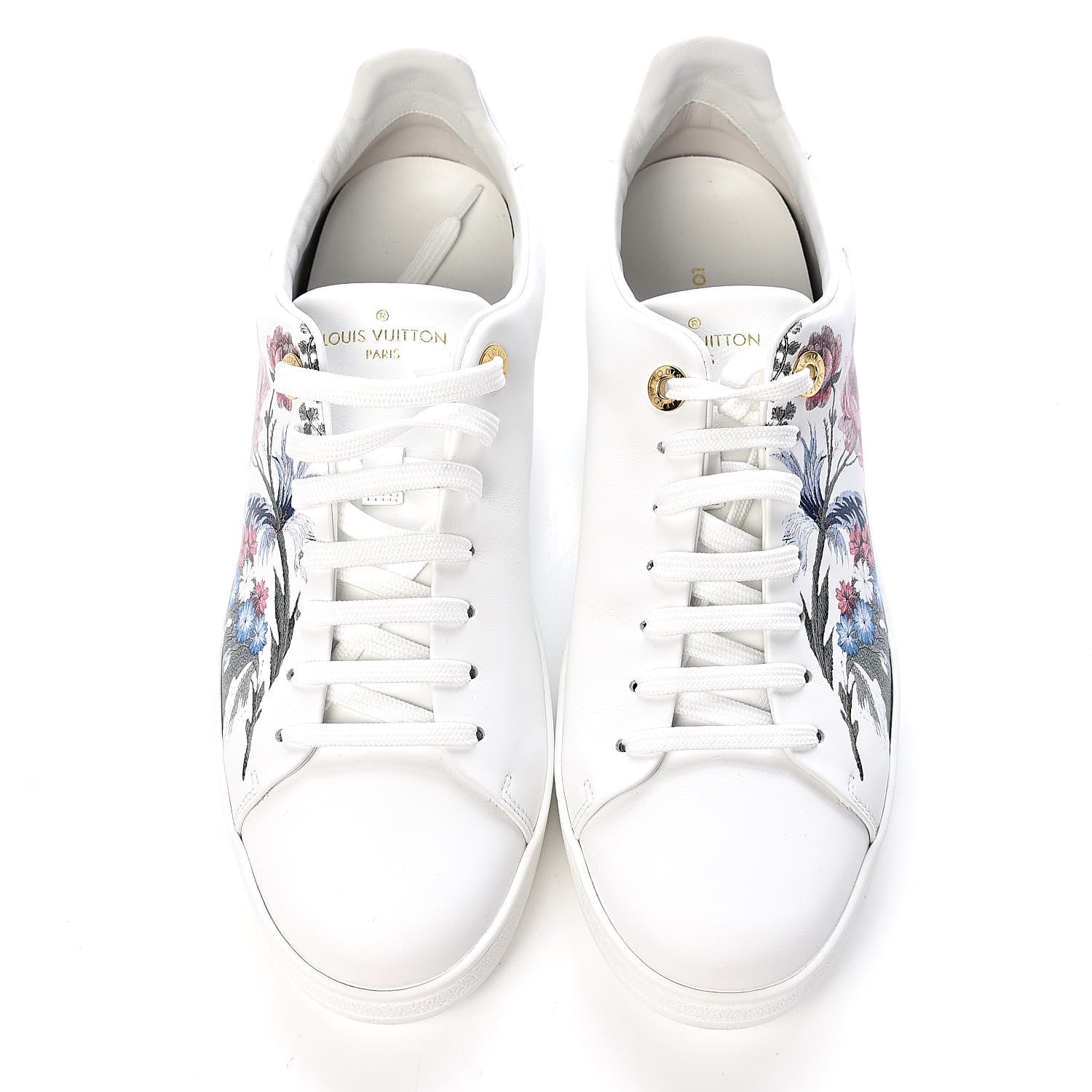 Louis Vuitton Calfskin Floral Frontrow Sneakers 40 White 10 of 10