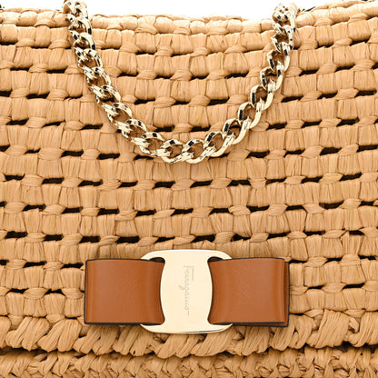 Salvatore Ferragamo Raffia Miss Vara Bow Chain Bag Natural 9 of 11