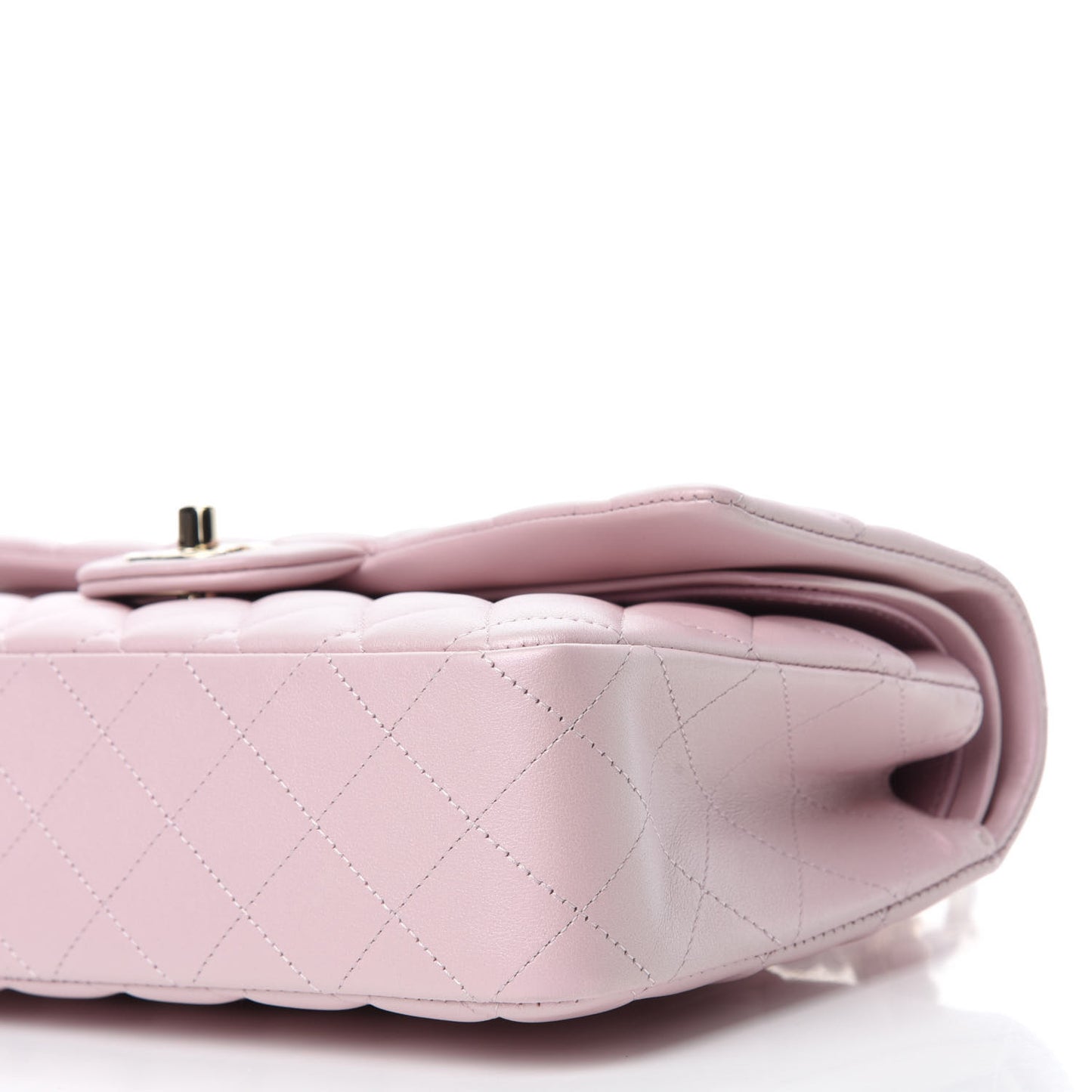 Iridescent Calfskin Quilted Medium Double Flap Light Pink