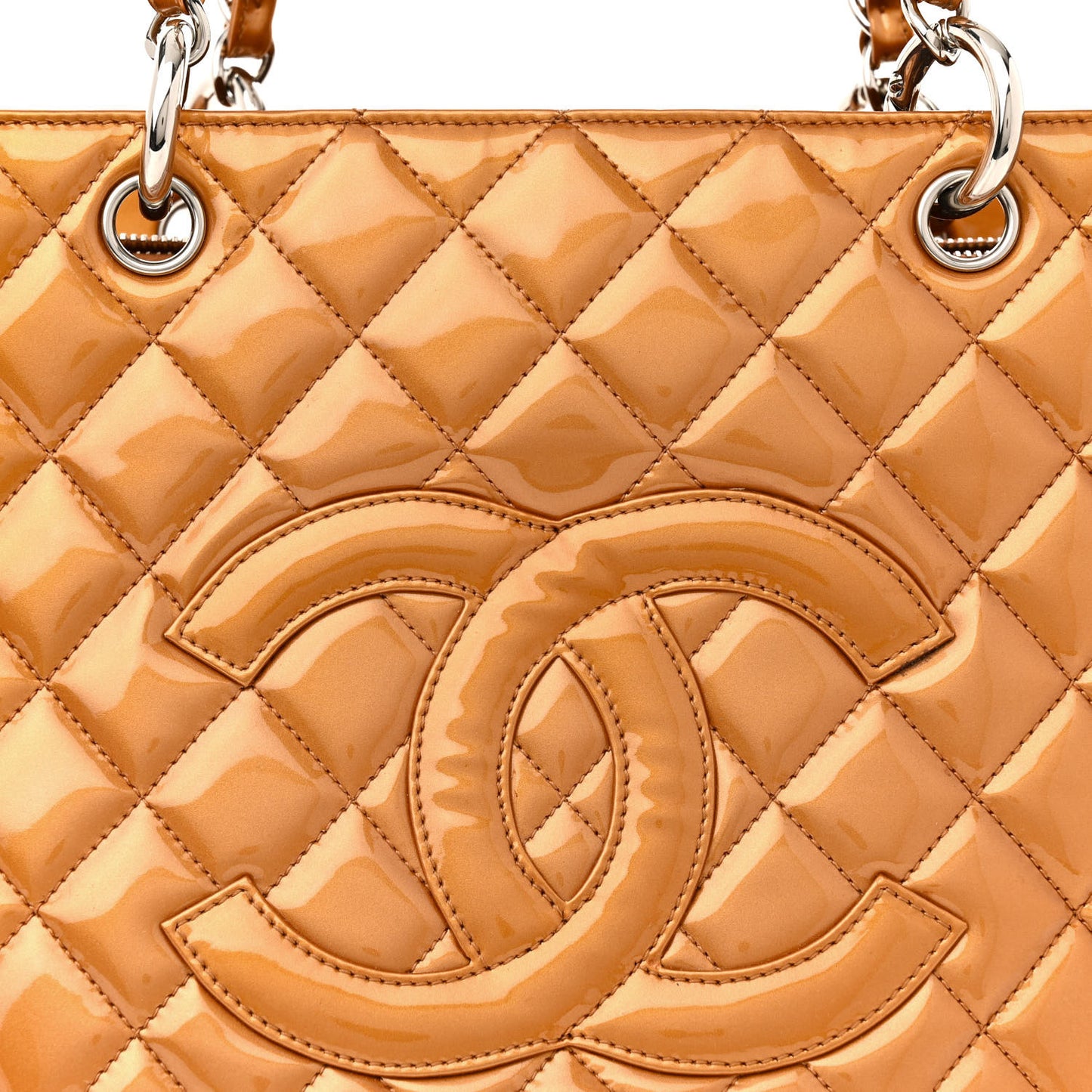 Metallic Patent Quilted Grand Shopping Tote GST Bronze