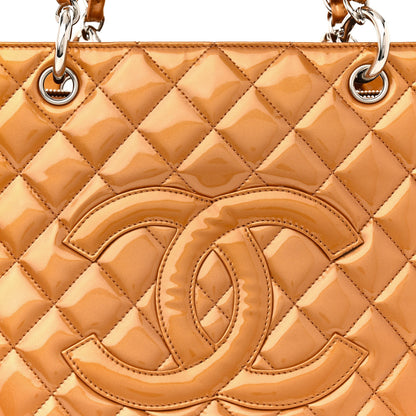 Chanel Metallic Patent Quilted Grand Shopping Tote GST Bronze 9 of 22