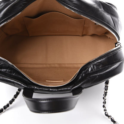Chanel Aged Calfskin Quilted Medium Express Bowling Bag Black 4 of 10