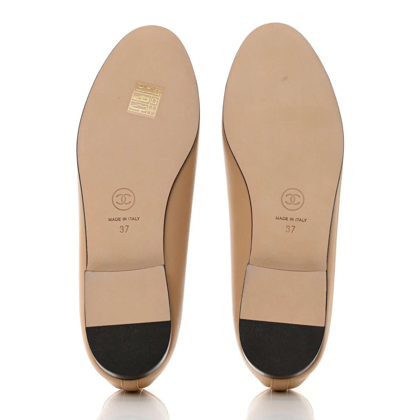 Lambskin Cap Toe CC Ballerina Flats 37 Beige Black