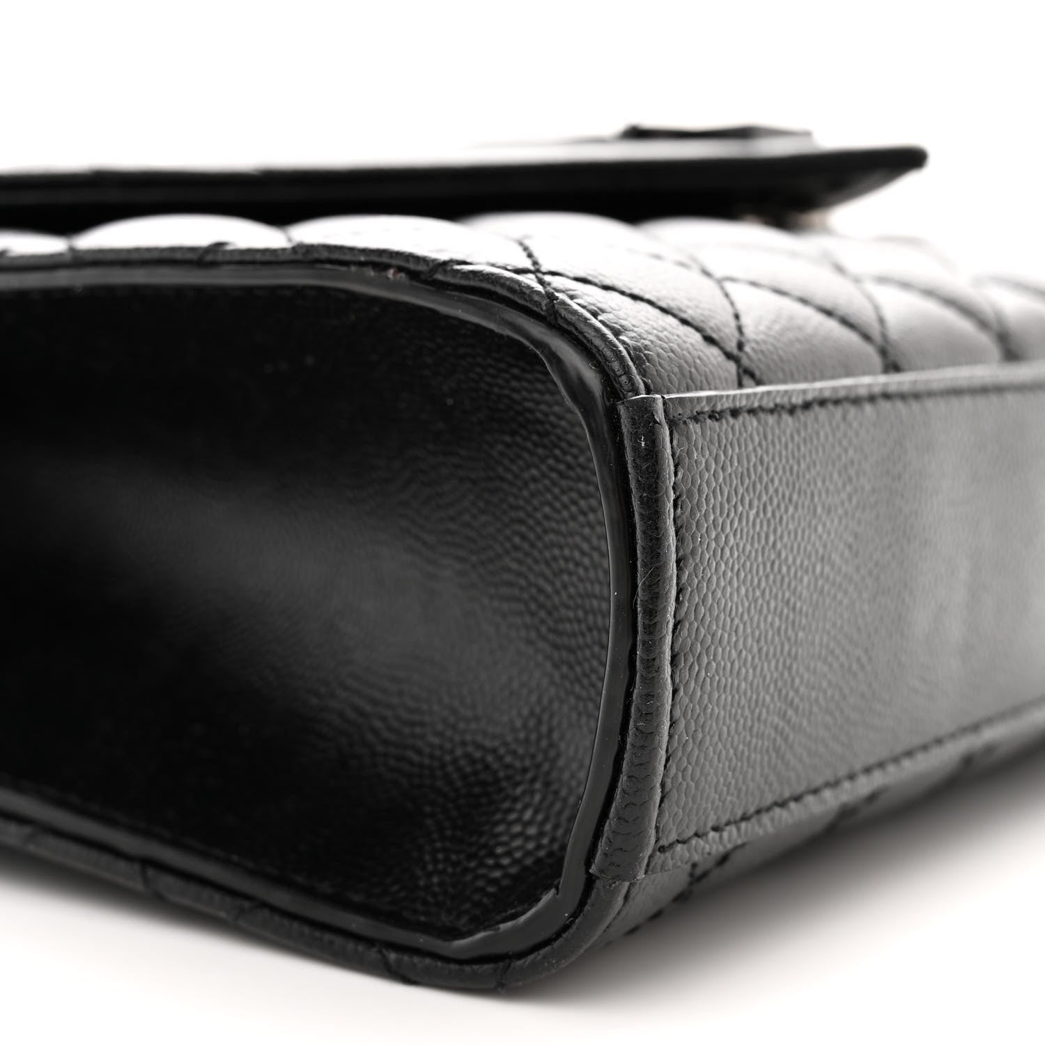 Saint Laurent Grain De Poudre Textured Mixed Matelasse Triquilt Medium Monogram Monochrome Satchel Black 9 of 11