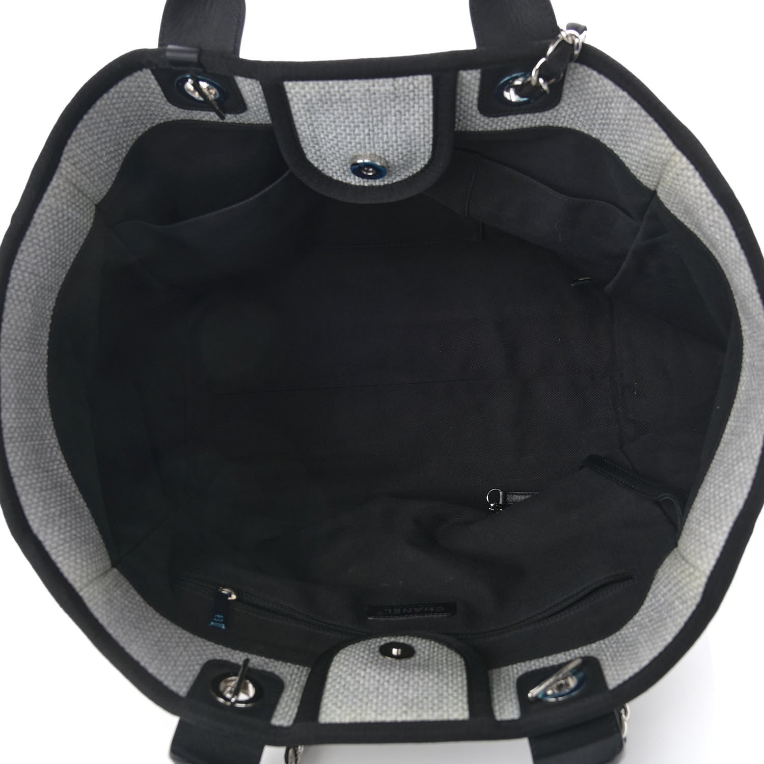 Chanel Woven Straw Raffia Medium Deauville Tote Grey 5 of 9