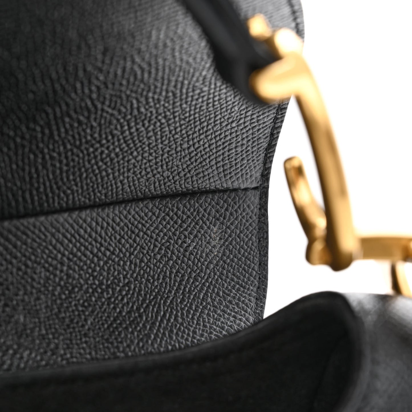 Grained Calfskin Saddle Bag Black