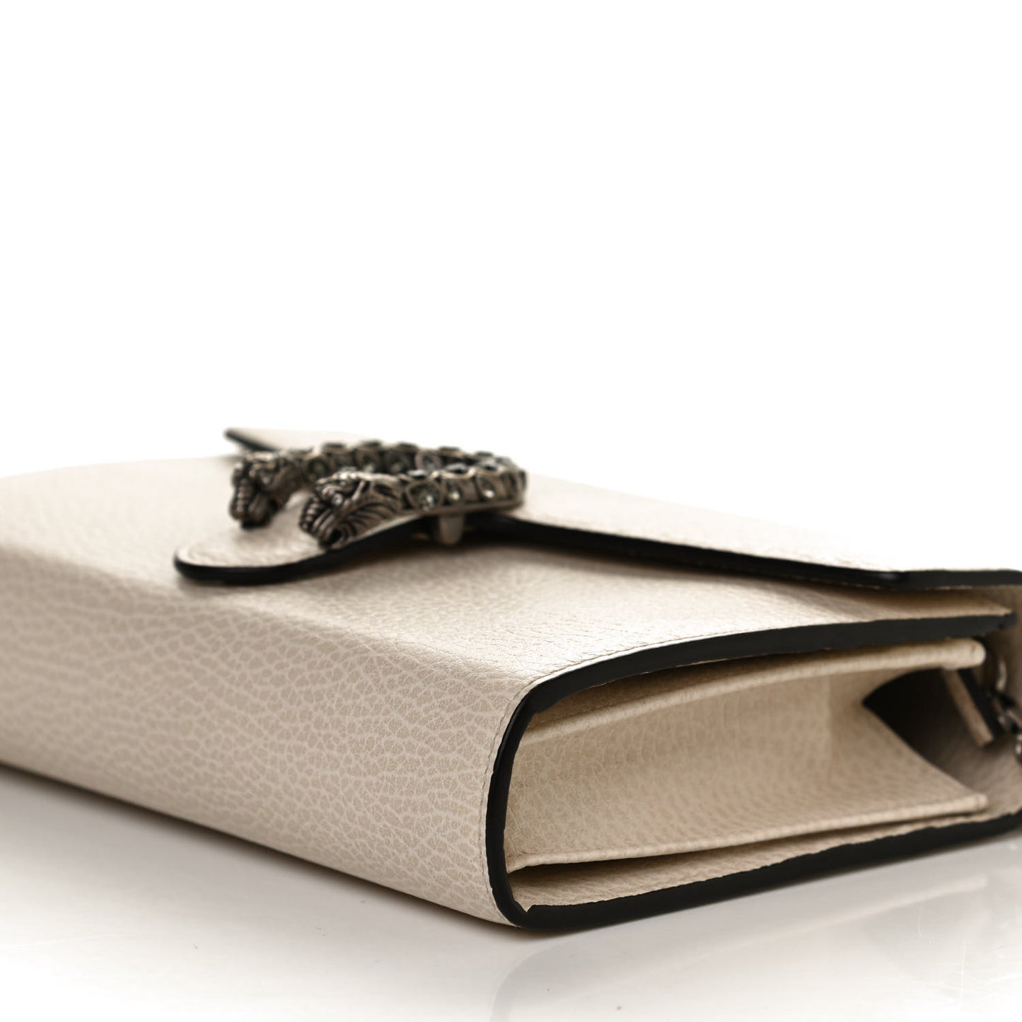 Dollar Calfskin Mini Dionysus Chain Wallet Mystic White