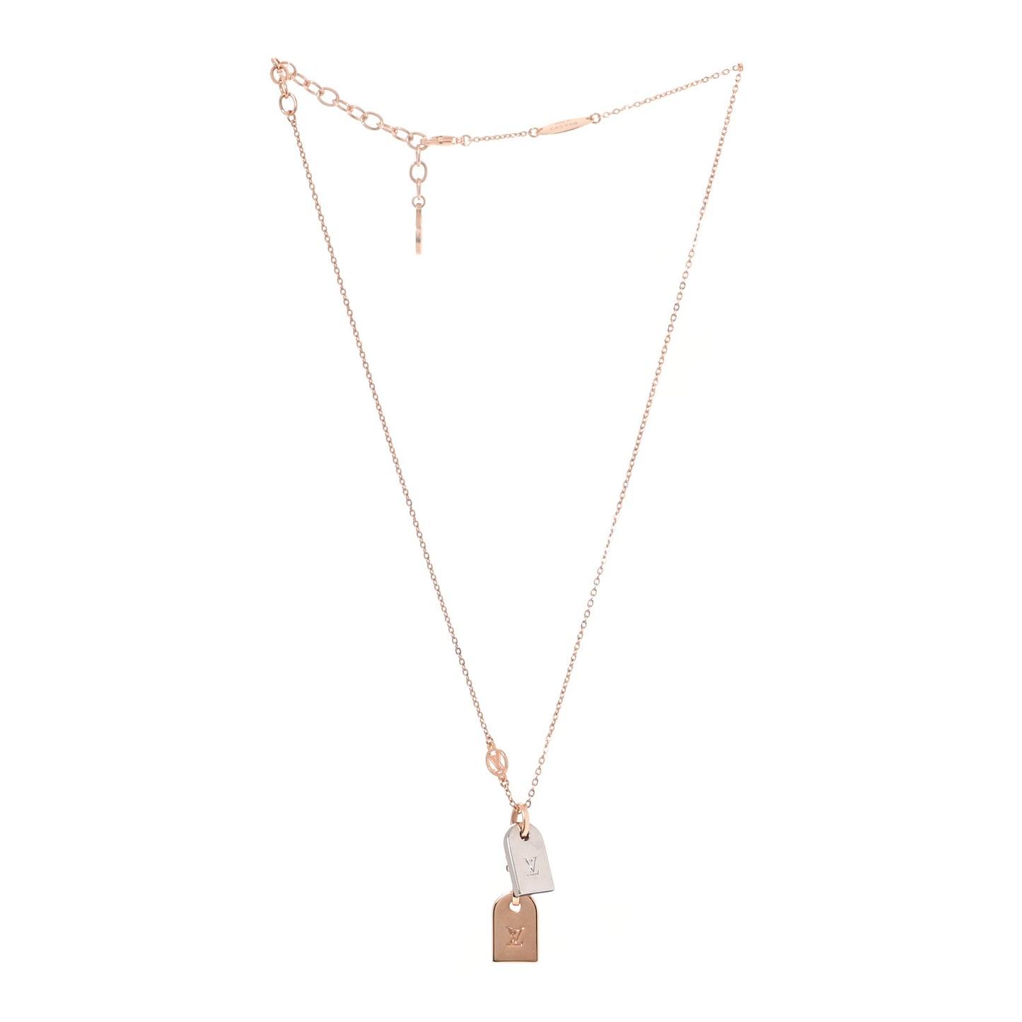 Crystal Precious Nanogram Name Tag Necklace Rose Gold Silver