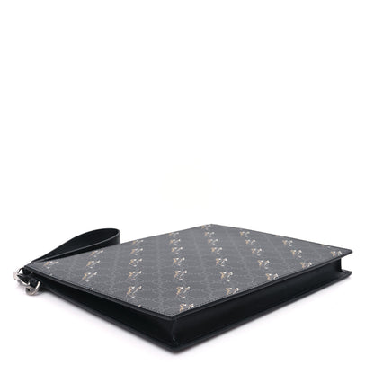 Gucci GG Supreme Monogram Tigers Zip Wristlet Pouch Black 4 of 9