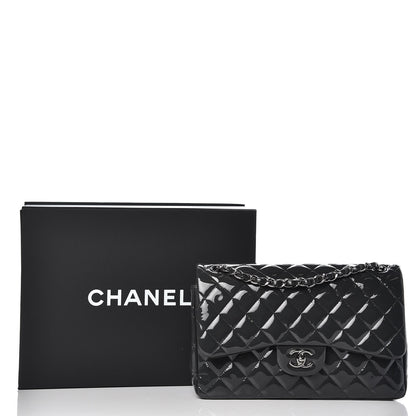 Chanel Patent Quilted Jumbo Double Flap Charcoal 8 of 8