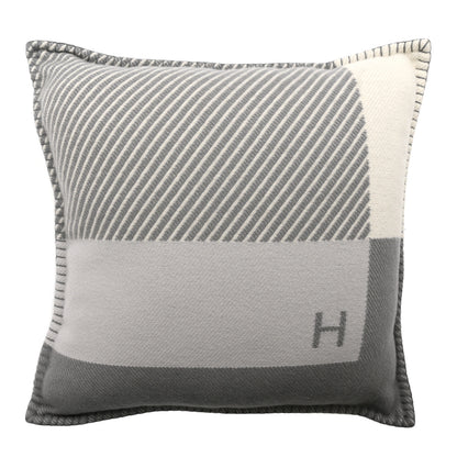 Hermes Wool Cashmere H Riviera Pillow Gris 1 of 3