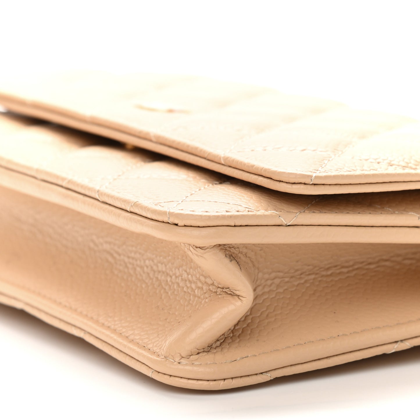 Caviar Quilted Wallet On Chain WOC Beige