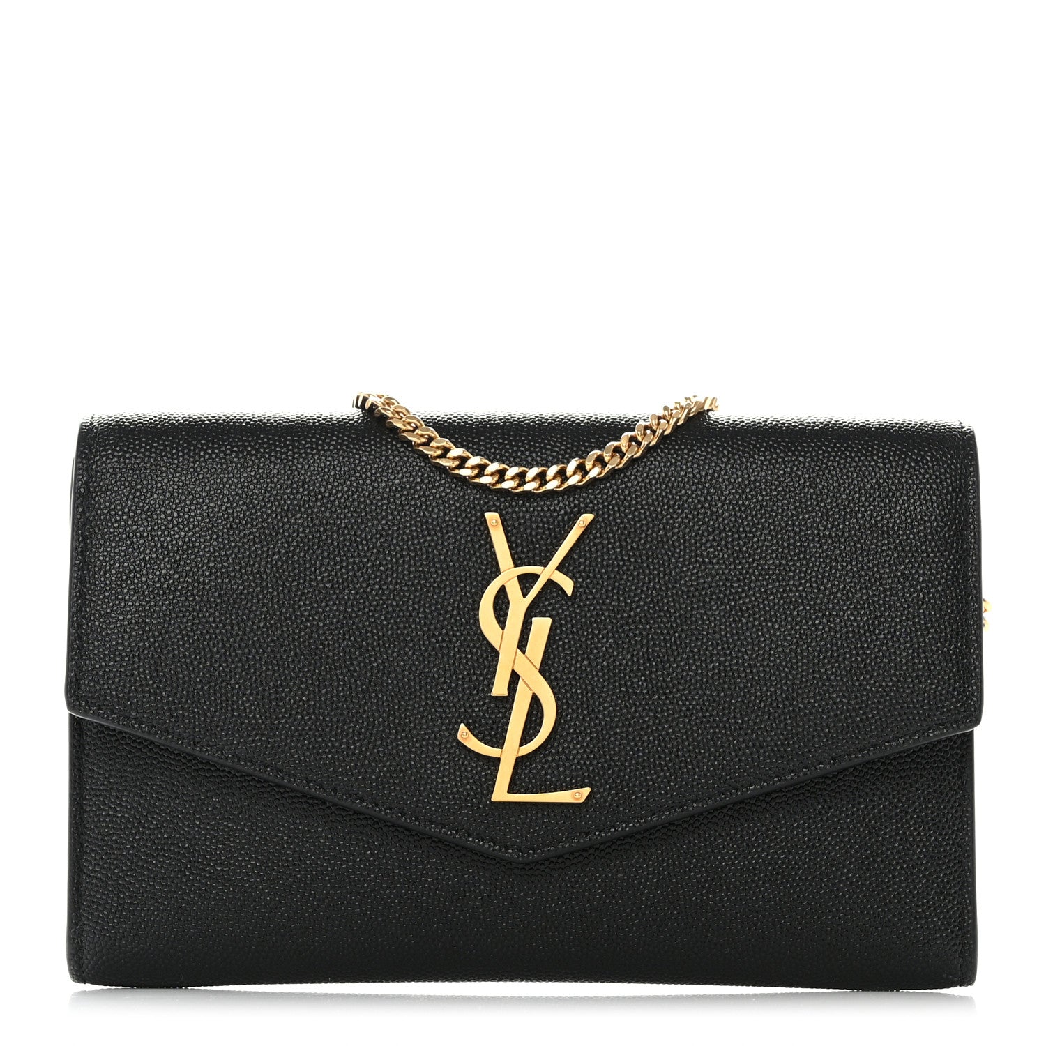 Saint Laurent Grain de Poudre Uptown Chain Wallet Black 1 of 11