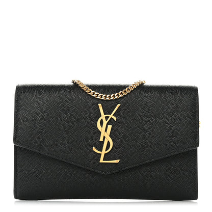 Saint Laurent Grain de Poudre Uptown Chain Wallet Black 1 of 11
