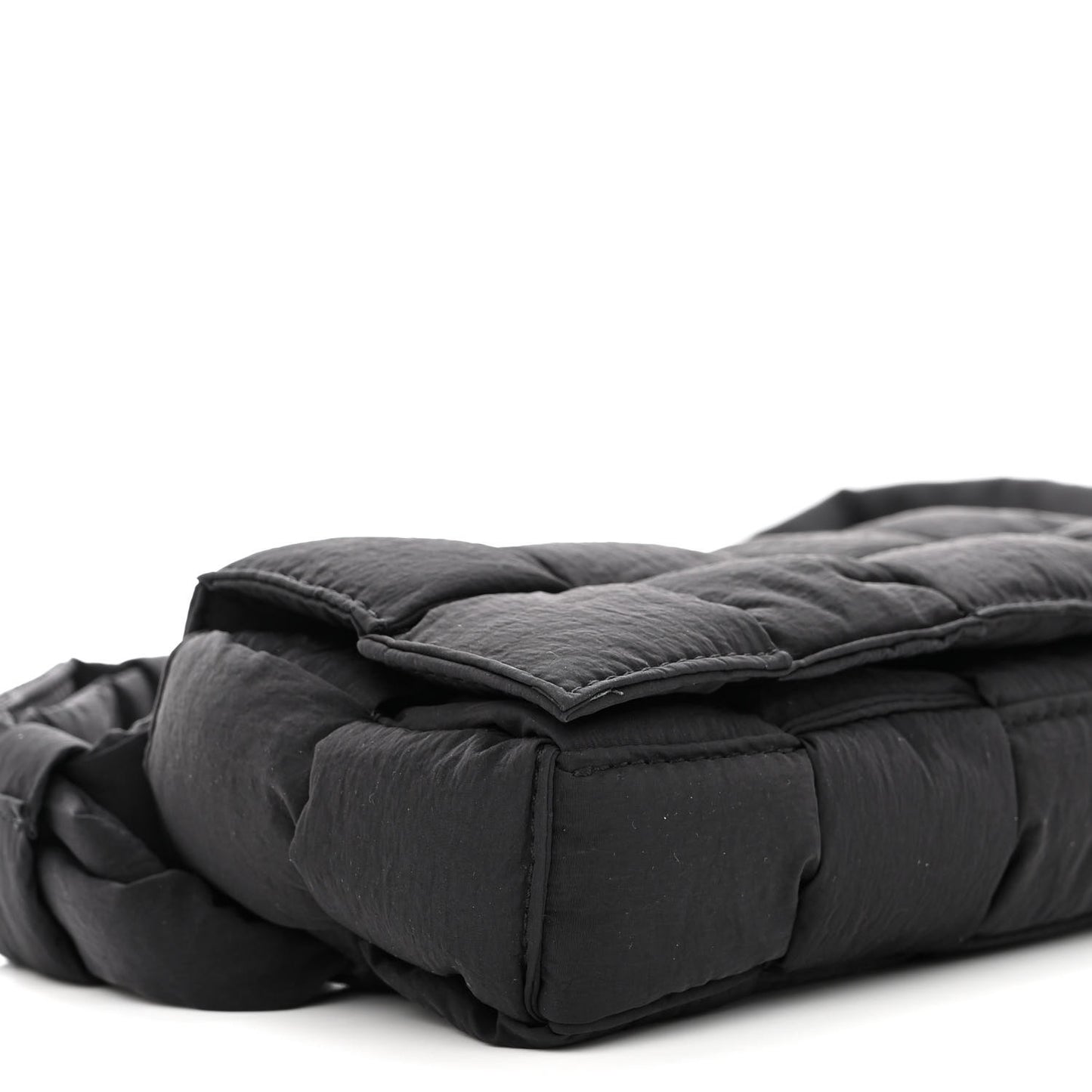 Nylon Intrecciato Padded Tech Mini Cassette Belt Bag Black