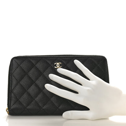 Chanel Caviar Quilted Large Zip Around Organizer Wallet Black 2 of 12