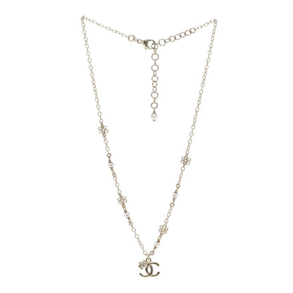 Chanel Crystal Pearl CC Necklace Gold 3 of 6