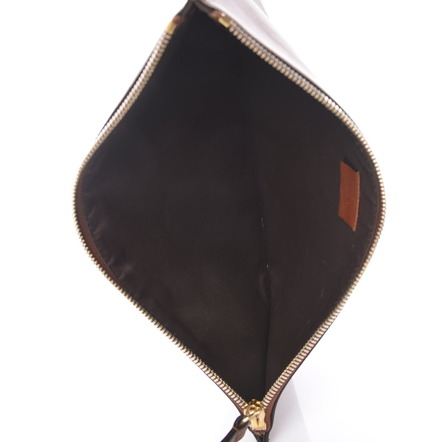 Calfskin GG Supreme Monogram Blind for Love Embroidered Large Zip Pouch Brown